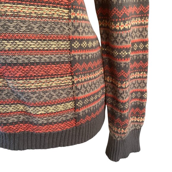 Vintage Woolrich Fair Isle Zip Cardigan Sz L Rust Brown Fall Grannycore Country - Picture 5 of 14